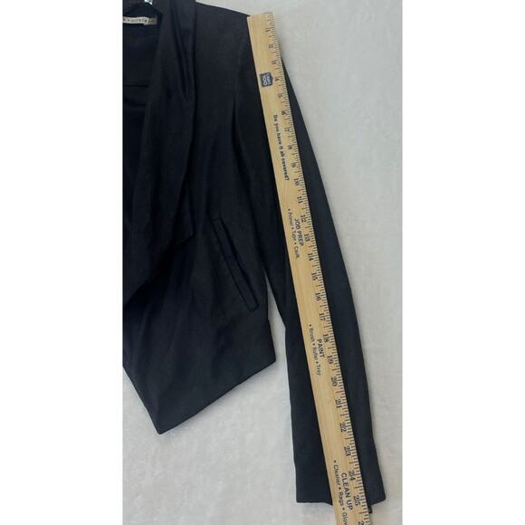 Alice + Olivia Goat Leather Jacket Size XS Draped Waterfall Open Front - Damaged - Picture 13 of 16